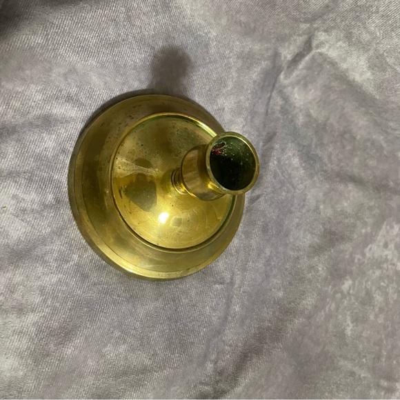 Vintage Large Round Base Brass Taper Candlestick Holder 3-1/2” T 5” W - Picture 3 of 4